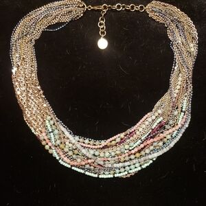 Stella & Dot Gold and Pastel Beaded Necklace